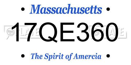 17QE360 Massachusetts License Plate