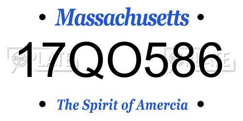 17QO586 Massachusetts License Plate