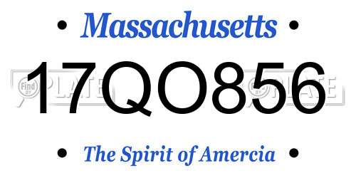 17QO856 Massachusetts License Plate