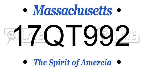 17QT992 Massachusetts License Plate