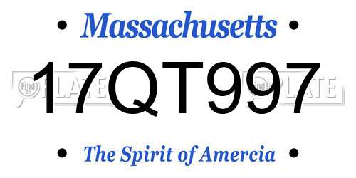 17QT997 Massachusetts License Plate