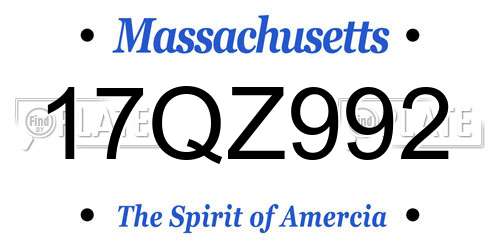 17QZ992 Massachusetts License Plate