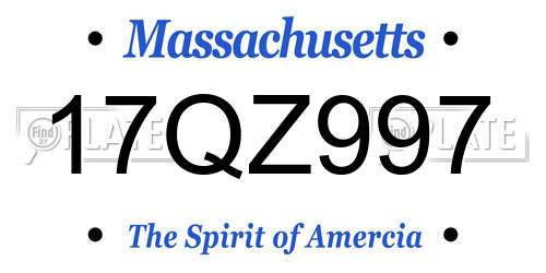 17QZ997 Massachusetts License Plate
