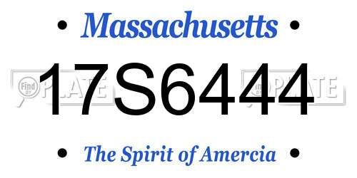 17S6444 Massachusetts License Plate