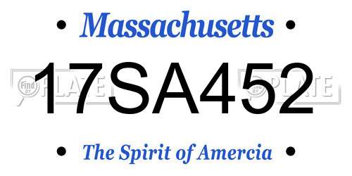 17SA452 Massachusetts License Plate