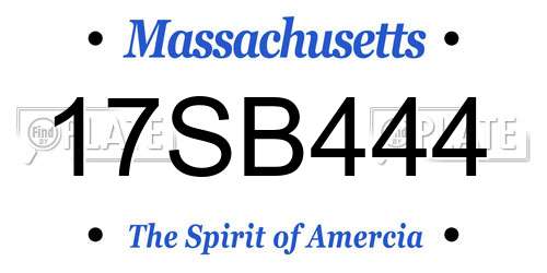 17SB444 Massachusetts License Plate
