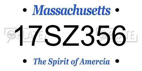 17SZ356 Massachusetts License Plate