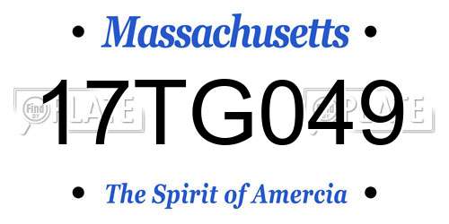 17TG049 Massachusetts License Plate