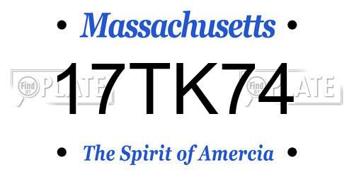 17TK74 Massachusetts License Plate