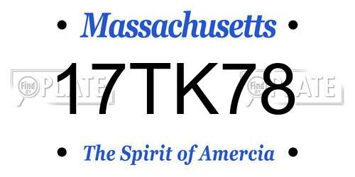 17TK78 Massachusetts License Plate