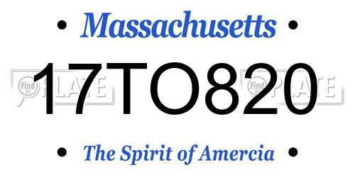 17TO820 Massachusetts License Plate