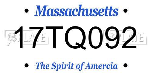 17TQ092 Massachusetts License Plate
