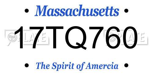 17TQ760 Massachusetts License Plate