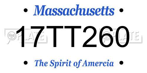 17TT260 Massachusetts License Plate