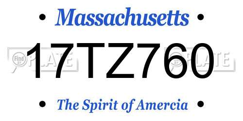 17TZ760 Massachusetts License Plate