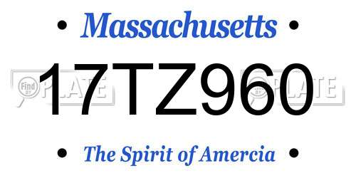 17TZ960 Massachusetts License Plate