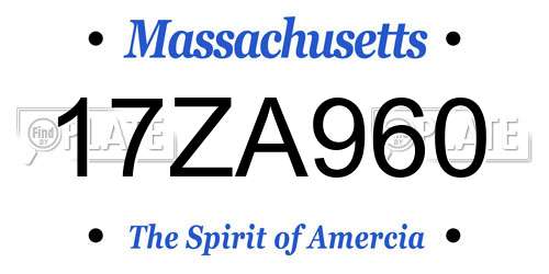 17ZA960 Massachusetts License Plate