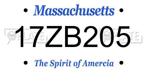 17ZB205 Massachusetts License Plate