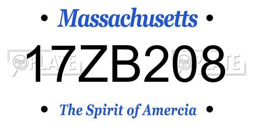 17ZB208 Massachusetts License Plate