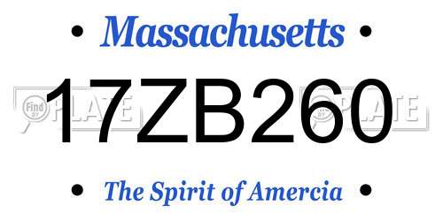 17ZB260 Massachusetts License Plate