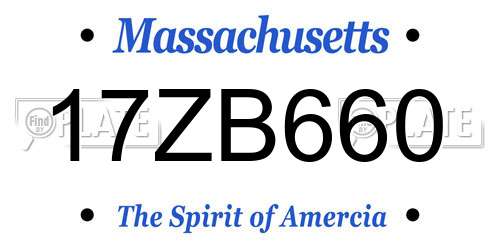 17ZB660 Massachusetts License Plate