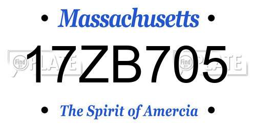 17ZB705 Massachusetts License Plate