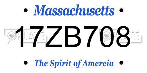 17ZB708 Massachusetts License Plate