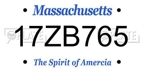 17ZB765 Massachusetts License Plate