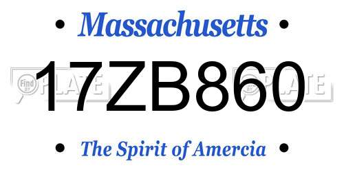 17ZB860 Massachusetts License Plate
