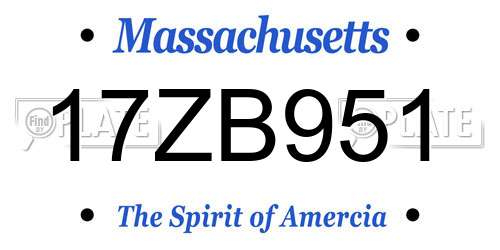 17ZB951 Massachusetts License Plate