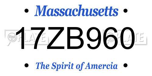 17ZB960 Massachusetts License Plate
