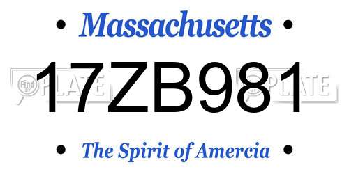 17ZB981 Massachusetts License Plate