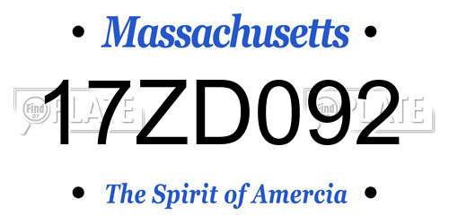 17ZD092 Massachusetts License Plate