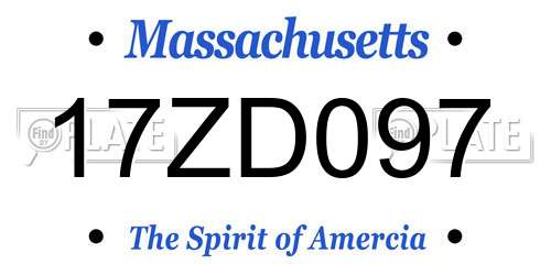 17ZD097 Massachusetts License Plate