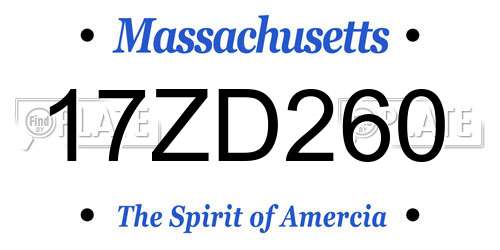 17ZD260 Massachusetts License Plate