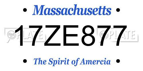 17ZE877 Massachusetts License Plate