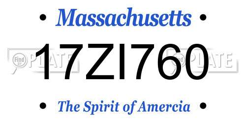 17ZI760 Massachusetts License Plate