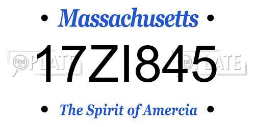 17ZI845 Massachusetts License Plate