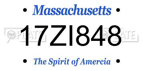 17ZI848 Massachusetts License Plate