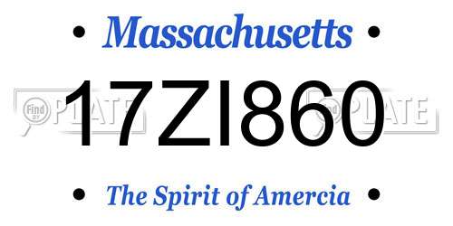 17ZI860 Massachusetts License Plate
