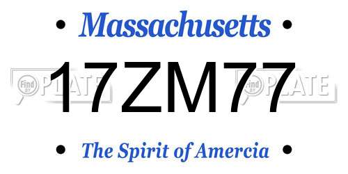 17ZM77 Massachusetts License Plate
