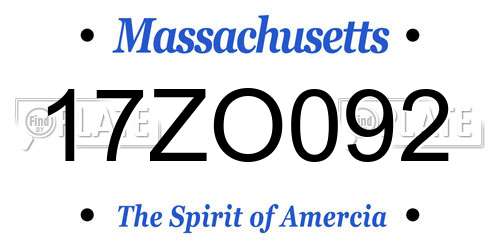 17ZO092 Massachusetts License Plate