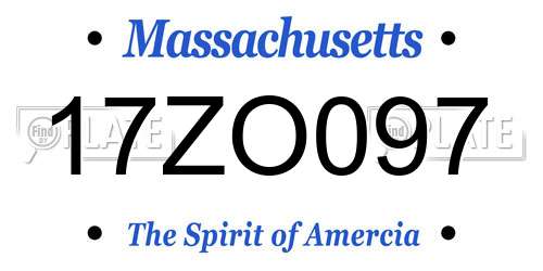 17ZO097 Massachusetts License Plate