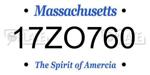 17ZO760 Massachusetts License Plate