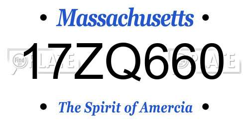 17ZQ660 Massachusetts License Plate