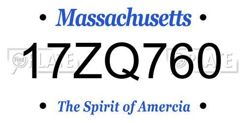 17ZQ760 Massachusetts License Plate