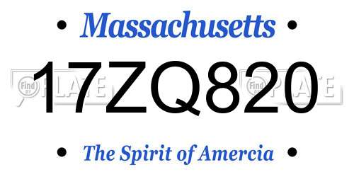 17ZQ820 Massachusetts License Plate