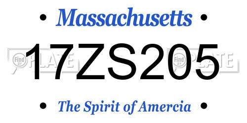 17ZS205 Massachusetts License Plate