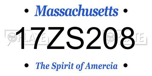 17ZS208 Massachusetts License Plate