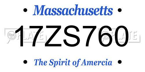 17ZS760 Massachusetts License Plate